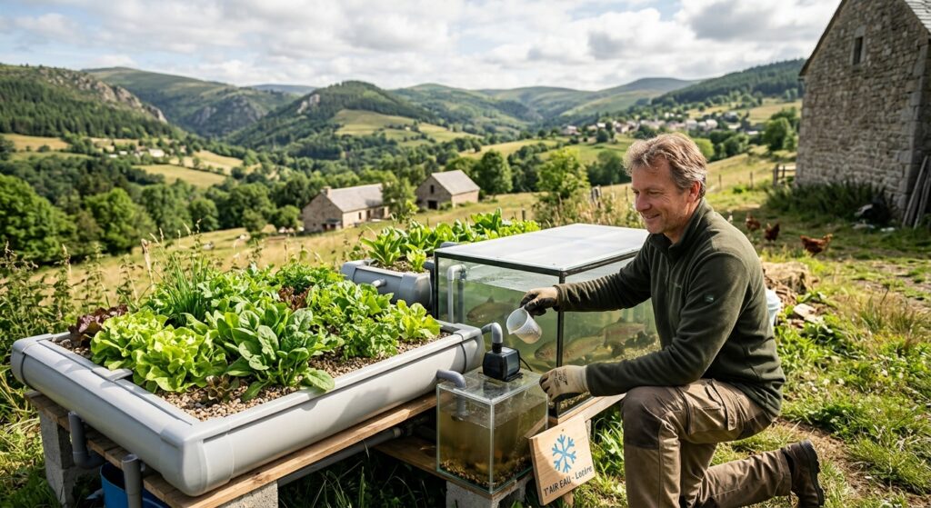 Producteur autonome de poissons et légumes en Lozère grâce à l'aquaponie.